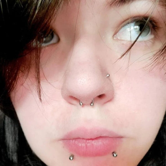 Tiny 18g 16g Septum Ring with small 2mm balls Surgical Steel