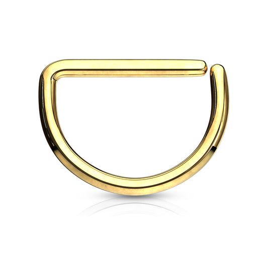 Gold Septum D Shaped Rings 316LSurgical Stainless Steel