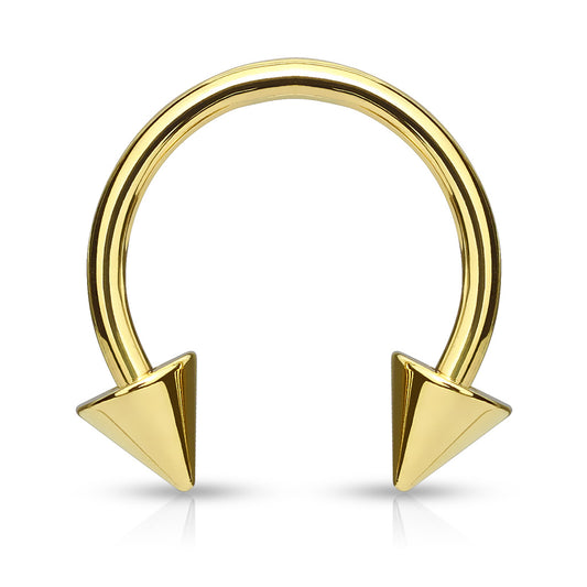 Gold Color Spike Circular Barbell Surgical Stainless Steel